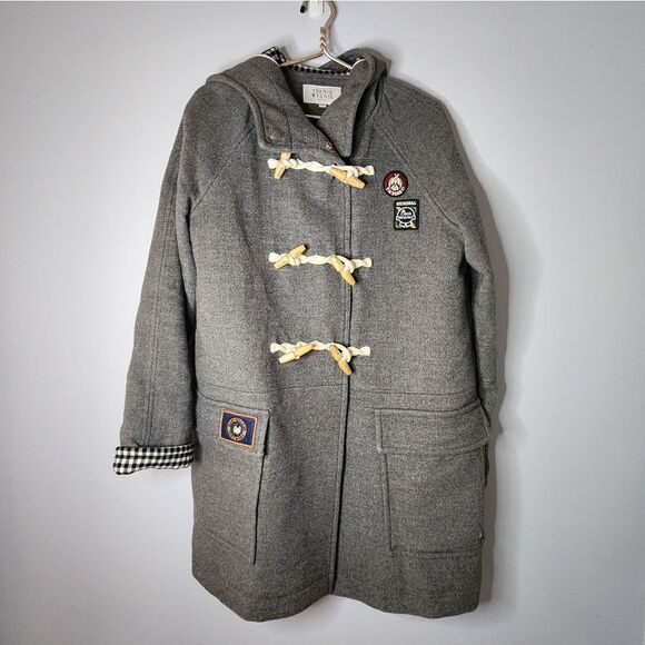TEENIE WEENIE T.W. BEAR Gray WOOL DUFFLE TOGGLE COAT with ATTACHED HOOD - Picture 1 of 6